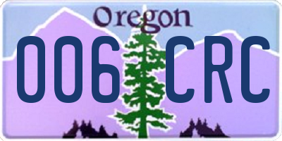 OR license plate 006CRC