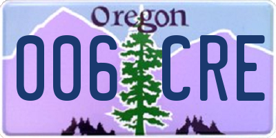 OR license plate 006CRE