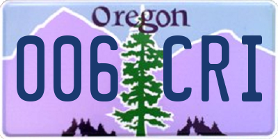 OR license plate 006CRI