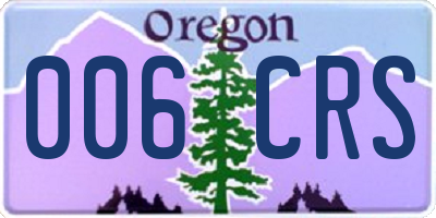 OR license plate 006CRS