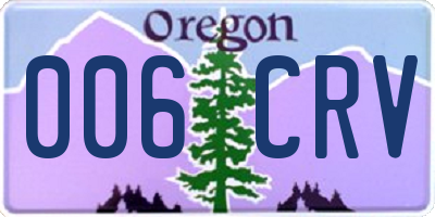 OR license plate 006CRV