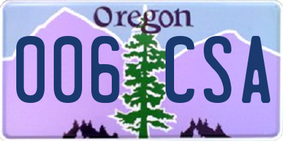 OR license plate 006CSA