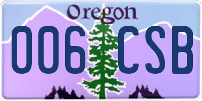 OR license plate 006CSB