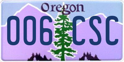 OR license plate 006CSC