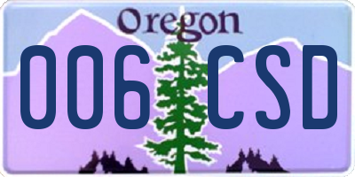 OR license plate 006CSD