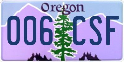 OR license plate 006CSF