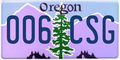 OR license plate 006CSG