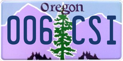 OR license plate 006CSI