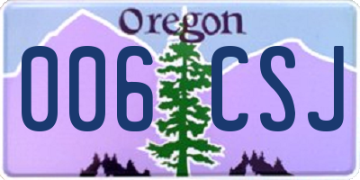OR license plate 006CSJ