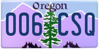OR license plate 006CSQ