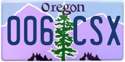 OR license plate 006CSX