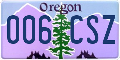OR license plate 006CSZ