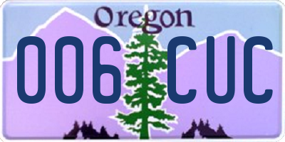 OR license plate 006CUC
