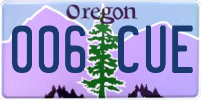 OR license plate 006CUE