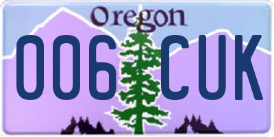OR license plate 006CUK