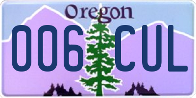 OR license plate 006CUL