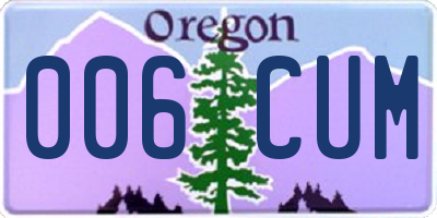 OR license plate 006CUM