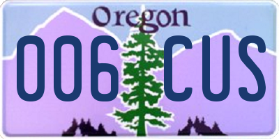 OR license plate 006CUS