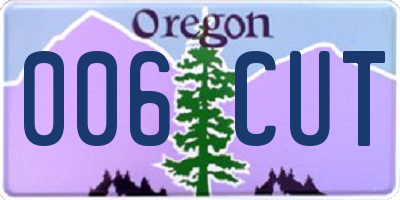 OR license plate 006CUT