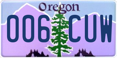 OR license plate 006CUW