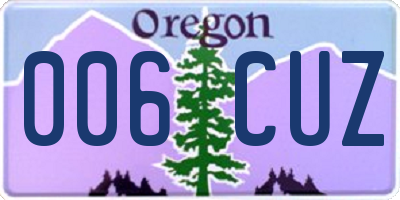 OR license plate 006CUZ