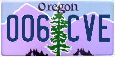OR license plate 006CVE
