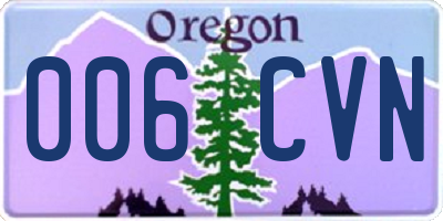 OR license plate 006CVN