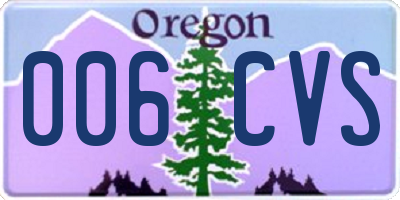 OR license plate 006CVS