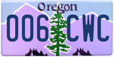 OR license plate 006CWC