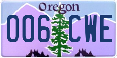 OR license plate 006CWE