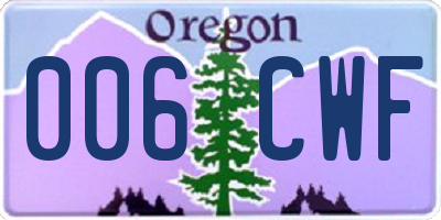 OR license plate 006CWF