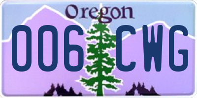 OR license plate 006CWG