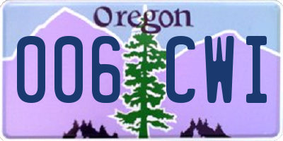OR license plate 006CWI