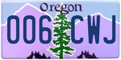 OR license plate 006CWJ
