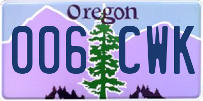 OR license plate 006CWK