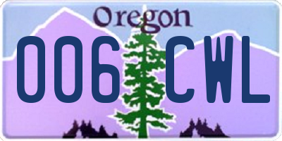 OR license plate 006CWL
