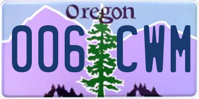 OR license plate 006CWM
