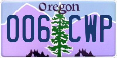 OR license plate 006CWP