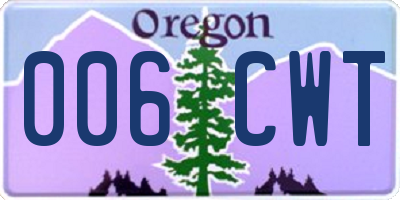 OR license plate 006CWT
