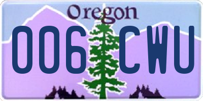 OR license plate 006CWU