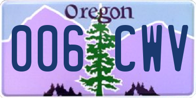 OR license plate 006CWV