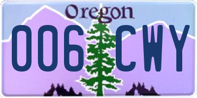 OR license plate 006CWY