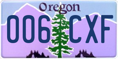 OR license plate 006CXF