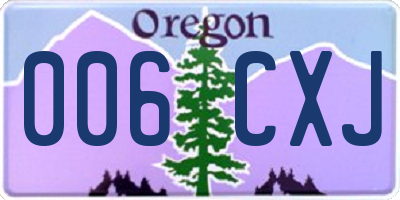 OR license plate 006CXJ