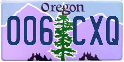 OR license plate 006CXQ
