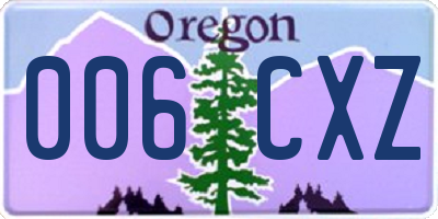 OR license plate 006CXZ