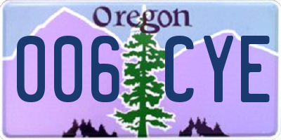 OR license plate 006CYE