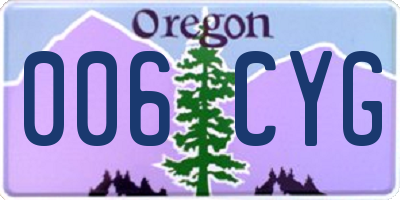 OR license plate 006CYG