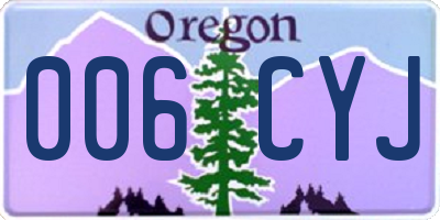OR license plate 006CYJ