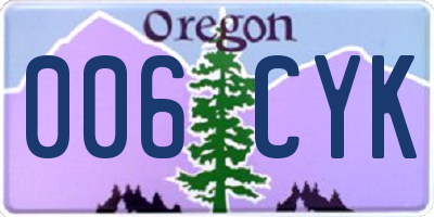 OR license plate 006CYK